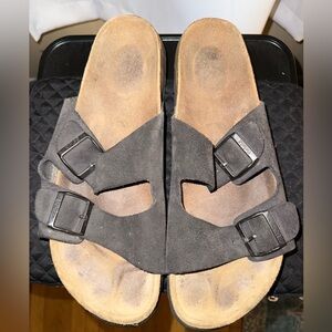 Birkenstock Dark Suede Sandals with Buckles